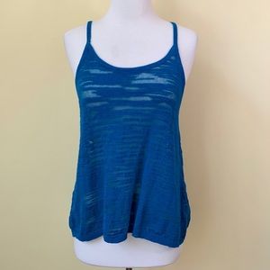Lou & Grey Sheer Knit Blue Tank Top